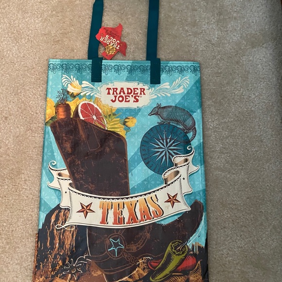 Trader Joe’s Plastic Reusable Shopping Tote Bag 6 Gallon Texas Cowboy Boots - Picture 2 of 5